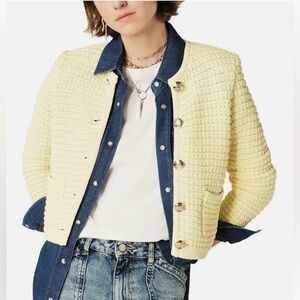 House of Harlow 1960 Round Neck Knit Button Down Cardigan Jacket Yellow SM NWT